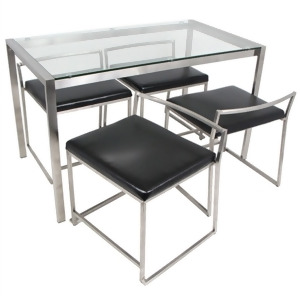 Lumisource Fuji 5-piece Dining Set Black/Silver/Clear Ds-fujiss47cl - All