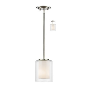 Z-lite Willow 1 Lt Mini Pendant Brushed Nickel Clear Out/Opal In 426Mp-bn - All