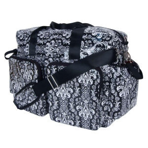 Trend Lab Deluxe Duffel Diaper Bag Midnight Fleur Damask 104329 - All