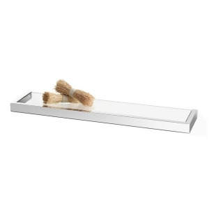 Zack Linea Bathroom Shelf 23.6 In High Gloss Clear Glass Depth 5.11 In Stainless Steel 40030 - All
