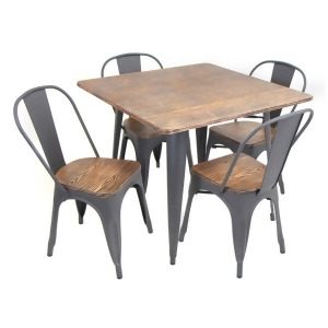 Lumisource Oregon Dining Set 5 Piece Gray/Wood Ds-tw-orsq - All