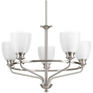 Progress Lucky 5 Light Chandelier Brushed Nickel White Prismatic P4723-09 - All