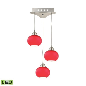 Alico Ciotola 3 Light Led Pendant in Satin Nickel with Red Glass Lca403-11-16m - All