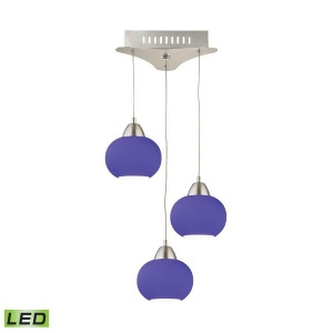 Alico Ciotola 3 Light Led Pendant in Satin Nickel with Blue Glass Lca403-7-16m - All