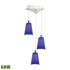 Alico Coppa 3 Light Led Pendant in Chrome with Blue Glass Lca503-7-15 - All