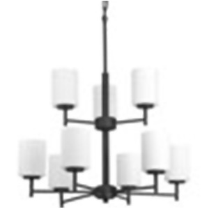 Progress Replay 9 Light 2-Tier Chandelier Black Etched White P4726-31 - All
