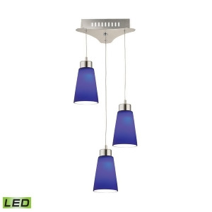Alico Coppa 3 Light Led Pendant in Satin Nickel with Blue Glass Lca503-7-16m - All