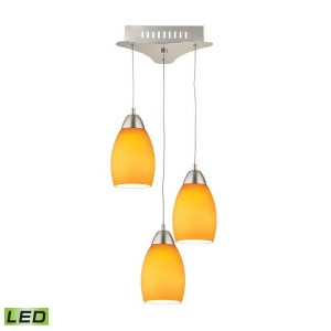 Alico Buro 3 Light Led Pendant in Satin Nickel with Yellow Glass Lca203-8-16m - All