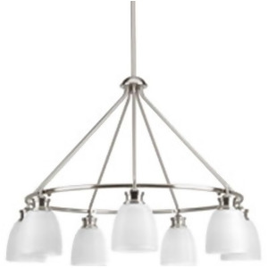 Progress Lucky 7 Light Chandelier Brushed Nickel White Prismatic P4724-09 - All