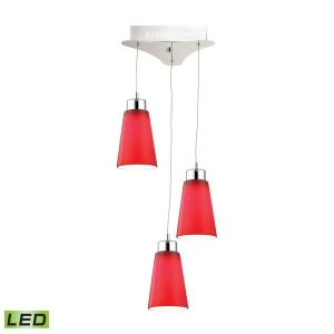Alico Coppa 3 Light Led Pendant in Chrome with Red Glass Lca503-11-15 - All