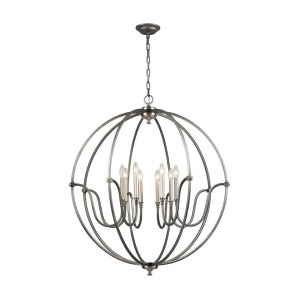 Elk Stanton 8 Light Chandelier In Weathered Zinc With Brushed Nickel Accents 11844-8 - All
