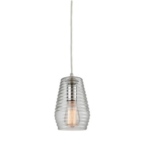 Elk Ribbed Glass 1 Light Pendant In Polished Chrome 10523-1 - All