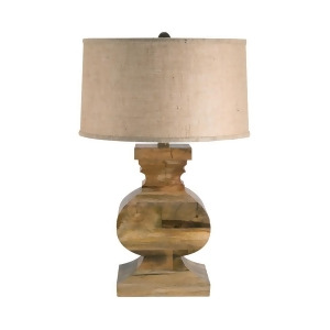 Lamp Works Curved Block Solid Wood Table Lamp Natural Burlap Shade 807 - All