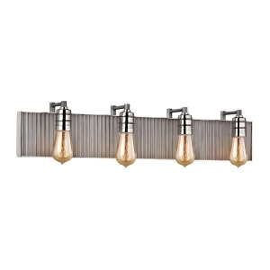 Elk Corrugated Steel 4 Light Vanity In Weathered Zinc And Polished Nickel 15923-4 - All