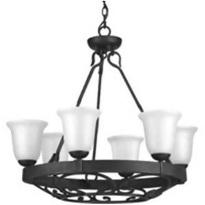 Progress Enclave 6 Lt Chandelier Gilded Iron Frosted/Pearl P4730-71 - All