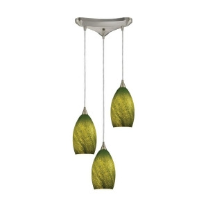 Elk Earth 3 Light Pendant In Satin Nickel And Grass Green Glass 10510-3Grs - All