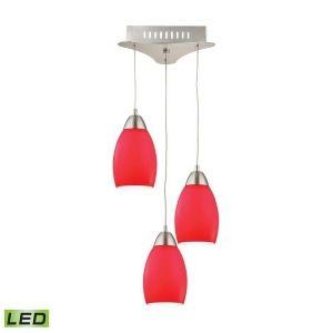 Alico Buro 3 Light Led Pendant in Satin Nickel with Red Glass Lca203-11-16m - All
