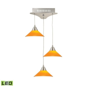 Alico Cono 3 Light Led Pendant in Satin Nickel with Yellow Glass Lca103-8-16m - All