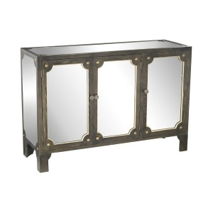 Sterling Jules Mirrored Cabinet Black Stain Gold Accents Clear Mirror 3183-008 - All