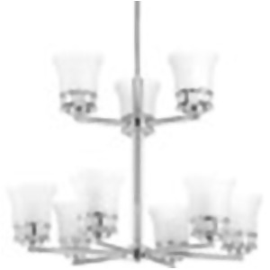 Progress Cascadia 9 Light 2-Tier Chandelier Polished Chrome Etched P4614-15 - All