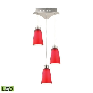 Alico Coppa 3 Light Led Pendant in Satin Nickel with Red Glass Lca503-11-16m - All