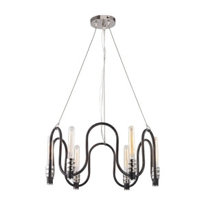 Elk Continuum 6 Light Chandelier In Silvered Graphite With Polished Nickel Accents 31906-6 - All