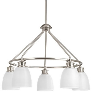 Progress Lucky 5 Light Chandelier Brushed Nickel White Prismatic P4722-09 - All