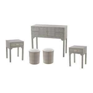 Sterling Sands Point 5 Piece Furniture Set Grey Faux Shagreen 3169-026-S5 - All