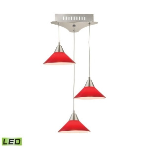 Alico Cono 3 Light Led Pendant in Satin Nickel with Red Glass Lca103-11-16m - All