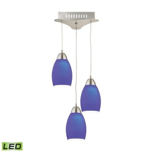 Alico Buro 3 Light Led Pendant in Satin Nickel with Blue Glass Lca203-7-16m - All