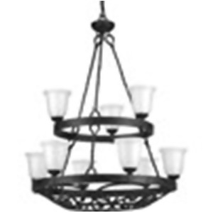 Progress Enclave 9 Lt 2-Tier Chandelier Gilded Iron Frosted/Pearl P4731-71 - All