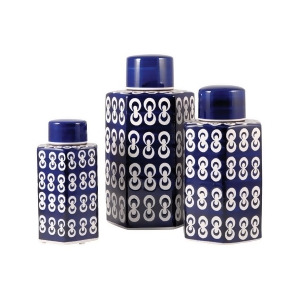 Pomeroy Cupola Set of 3 Jars Dark Navy White 552045 - All