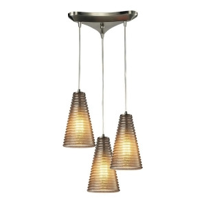 Elk Lighting Ribbed Glass Collection 3 Light Chandelier Satin Nickel 10333-3 - All