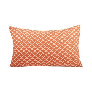 Pomeroy Scallop Lumbar Pillow 26 x 16 Coral White 904134 - All
