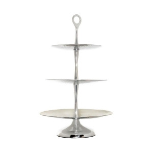 Pomeroy Reef Tiered Triple Server Hammered Aluminum Pearl 608445 - All