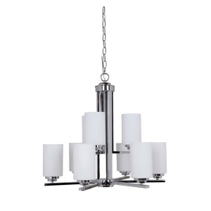 Craftmade Albany 9 Light Chandelier Chrome White Frosted Glass 39729-Ch - All