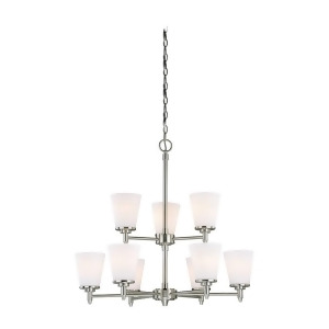 Vaxcel Eastland 9L Chandelier Satin Nickel Etched White Glass H0165 - All