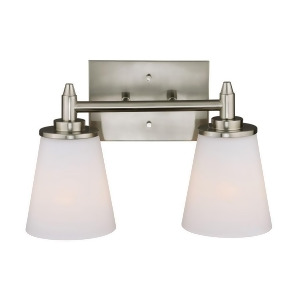 Vaxcel Eastland 2L Vanity Light Satin Nickel Etched White Glass W0213 - All