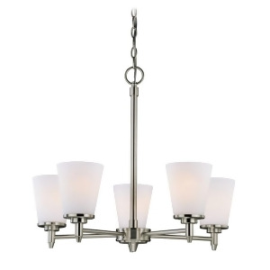 Vaxcel Eastland 5L Chandelier Satin Nickel Etched White Glass H0164 - All