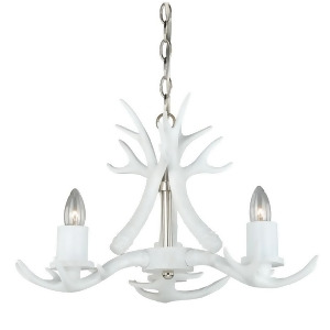 Vaxcel Vail 3L Antler Mini Chandelier White Polished Nickel H0160 - All