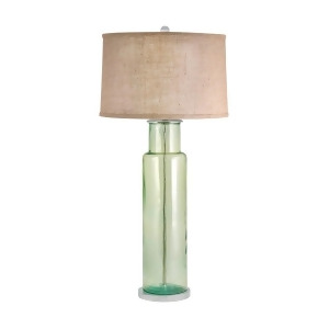 Lamp Works Recycled Glass Cylinder Table Lamp Green Burlap Shade 216G - All