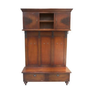 Guildmaster Scrolled Iron Hall Cabinet Handpainted Woodtone 604009G - All
