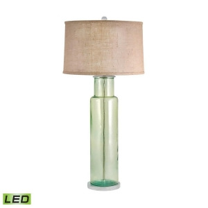 Lamp Works Recycled Glass Cylinder Led Table Lamp Green Burlap 216G-led - All