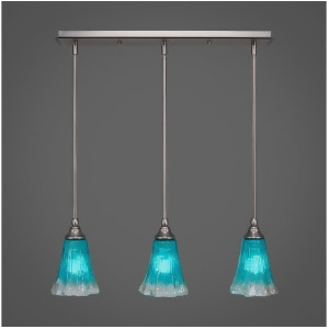 Toltec 3 Light Mini Pendant Brushed Nickel 5.5 Teal Crystal Glass 25-Bn-725 - All