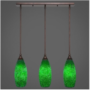 Toltec 3 Light Mini Pendant Bronze 5.5 Green Fusion Glass 25-Brz-5067 - All