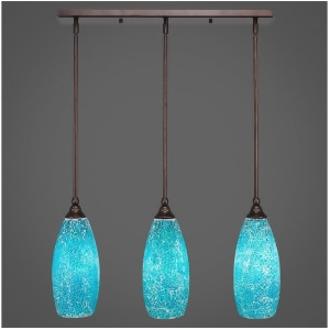 Toltec 3 Light Mini Pendant Bronze 5.5 Turquoise Fusion Glass 25-Brz-5065 - All