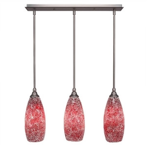 Toltec 3 Light Mini Pendant Brushed Nickel 5.5 Red Fusion Glass 25-Bn-5066 - All