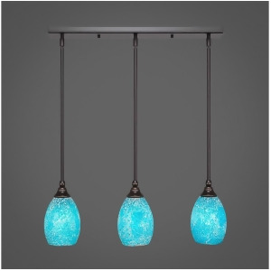 Toltec 3 Light Mini Pendant Dark Granite 5 Turquoise Glass 25-Dg-5055 - All