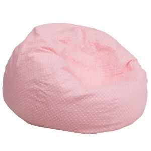 Flash Furniture Pink Fabric Kids Bean Bag Pink White Dg-bean-large-dot-pk-gg - All