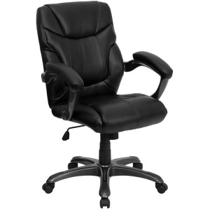 Flash Furniture Bonded Leather Office Chair Black Go-724m-mid-bk-lea-gg - All